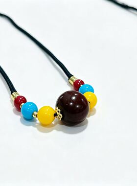 【古寺香灰】项链彩色香灰珠编织绳锁骨链绕颈项链寺庙道观定制