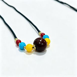 【古寺香灰】项链彩色香灰珠编织绳锁骨链绕颈项链寺庙道观定制