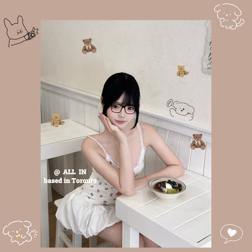 bm风纯欲蕾丝甜美蝴蝶结小吊带女