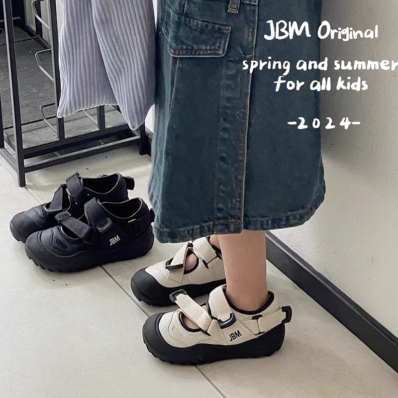 JBM儿童透气运动鞋2024春夏季新款男女童韩版老爹鞋镂空跑步凉鞋