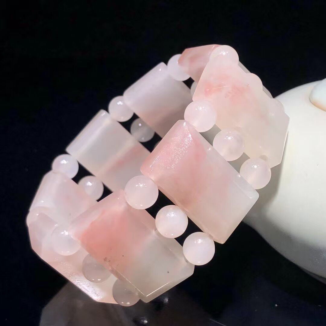 鸡血玉冰粉高冰干净通透精品玉石坦克手链珍藏版男款送礼手牌手串