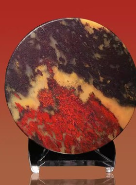 桂林鸡血玉手镯芯手玩石收藏石精美意境精品图案风水好运摆件奇石