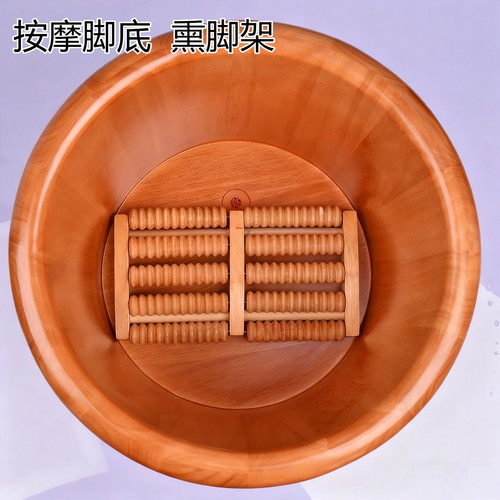 熏脚架实木脚底按摩器滚轮式木质按摩足底足部腿部穴位木制足疗机