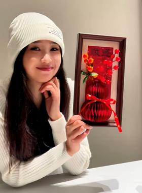 把好运框起来蜂窝装饰相框2026马年春节过年装扮客厅玄关摆件布置