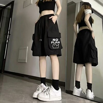 工装女裤子夏季薄款百搭运动短裤宽松休闲裤高腰显瘦爆款五分裤潮
