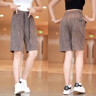 女夏季 潮流百搭宽松短裤 薄款 显瘦高腰休闲裤 速干五分裤 冰丝运动裤