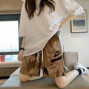 时尚 薄款 女士夏季 迷彩五分裤 速干直筒休闲裤 潮流爆款 冰丝运动短裤