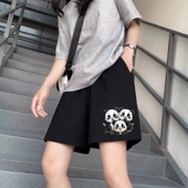 大码 薄款 夏季 女裤 高腰阔腿运动短裤 子 女宽松小个子休闲跑步五分裤