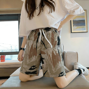 宽松直筒休闲裤 薄款 子女夏季 潮流爆款 冰丝运动短裤 时尚 迷彩五分裤