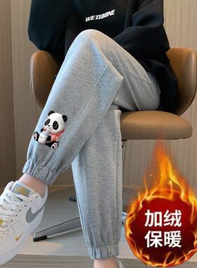 女士卫裤女冬季外穿束脚休闲裤显瘦宽松束脚加绒加厚爆款运动裤子