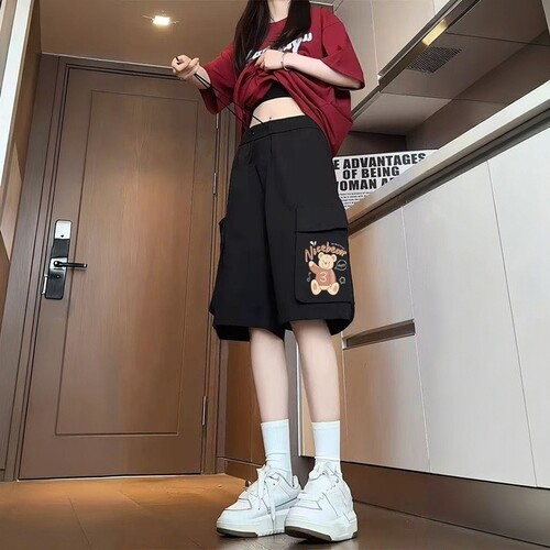 五分裤女运动休闲裤夏季薄款宽松直筒百搭显瘦潮流爆款工装短裤子