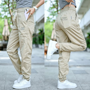 新款 裤 冰丝束脚裤 宽松显瘦百搭透气工装 子 女生休闲运动裤 2025夏季