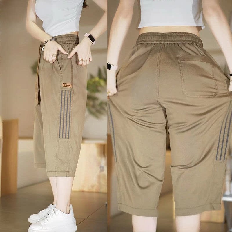 夏季薄款冰丝短裤子女士直筒休闲裤显瘦七分裤潮流速干透气运动裤