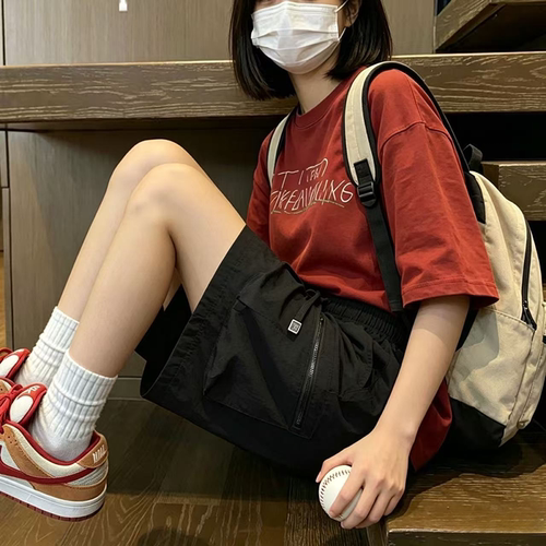 运动短裤女夏薄款冰丝工装休闲裤