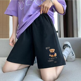 休闲直筒中裤 运动短裤 宽松显瘦小个子阔腿五分裤 2024薄款 子 女夏季