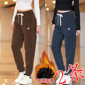 加绒加厚女士运动裤 宽松灯芯绒休闲裤 女裤 便宜尾货冬季 子哈伦长裤