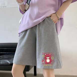 高腰显瘦阔腿直筒运动裤 运动短裤 潮流五分休闲裤 时尚 子女夏季 薄款