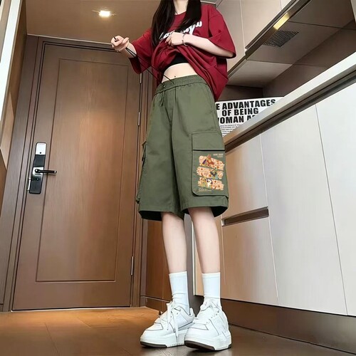 五分裤女士运动短裤夏季薄款2026新款显瘦直筒中裤高腰休闲工装裤