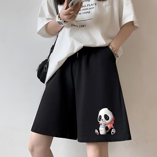 运动短裤子女款2026夏季薄款显瘦休闲裤高腰时尚潮流阔腿五分中裤