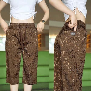 外贸尾货七分裤女士休闲裤子女款夏季薄款直筒过膝冰丝运动裤潮流