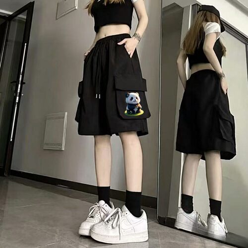 工装短裤子女夏季薄款宽松潮流直筒运动裤爆款显瘦阔腿五分休闲裤