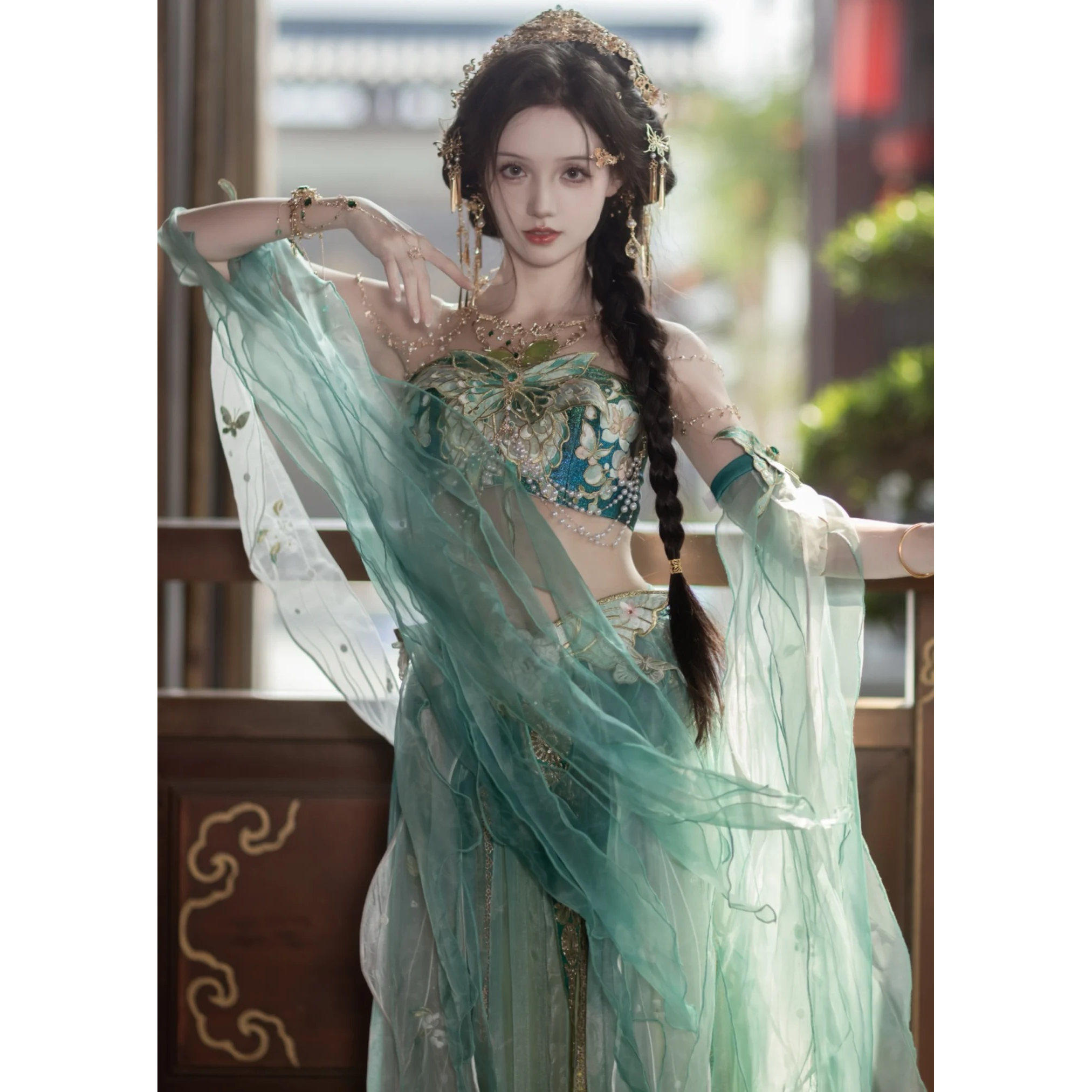 原创汉服女异域立裁蝴蝶抹胸刺绣齐腰裙羽袖国风蝴蝶日常,女装/女士精品,汉服套装,淘宝优惠券,粉丝福利购,淘宝优惠卷