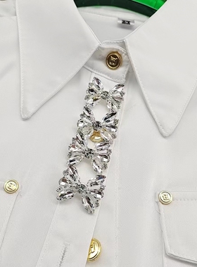 白色闪钻蝴蝶结别针饰品配件sp101011