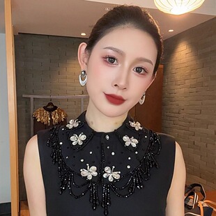 多层璀璨蝶韵水钻蝴蝶枝丫水晶流苏气质女人假领子AZ986