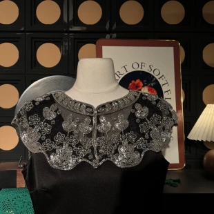 新中式 披肩AZ738 宫廷花朵珠珠披肩宫廷花朵珠珠新中式