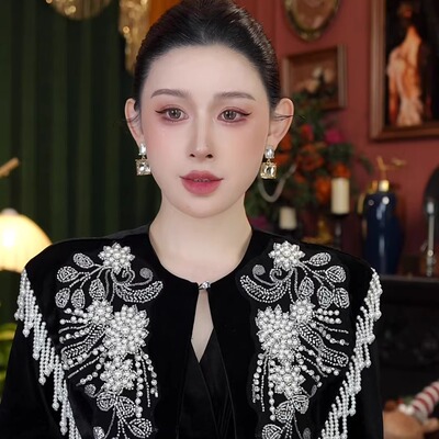 端庄典雅气质款珠珠流苏灵动云肩披肩ww060