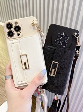 OPPO适用A6GT手机壳Reno14 13 12 11卡包K12K11K10K9零钱A5Pro背带FindX9手绳X8X7X6X5斜挎A1A2A3A58A57黑A72