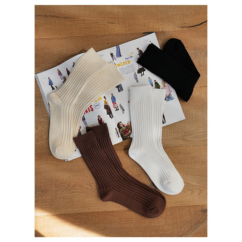 Himade男女粗线针织中筒袜子