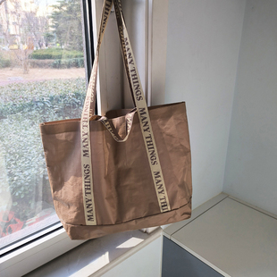 外贸单大容量双包带时尚休闲环保超市购物袋编织袋逛街旅行购物包