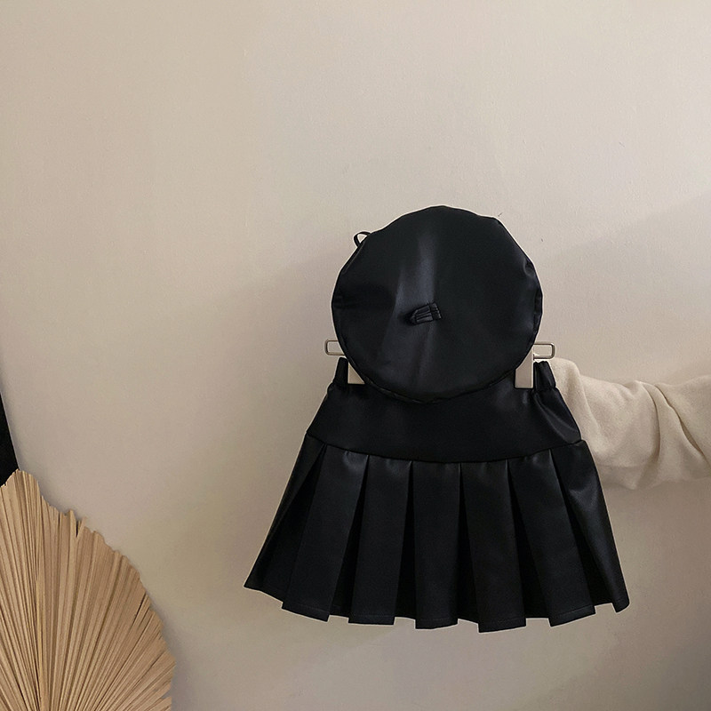 女童韩系2025新款秋冬季皮裙帽子百褶裙中小童时尚洋气半身裙子潮