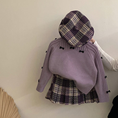 女童韩系秋冬季女宝宝甜美蝴蝶结针织衫2025新款洋气中小童上衣潮