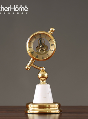 欧式风大理石座钟书房摆台装饰品