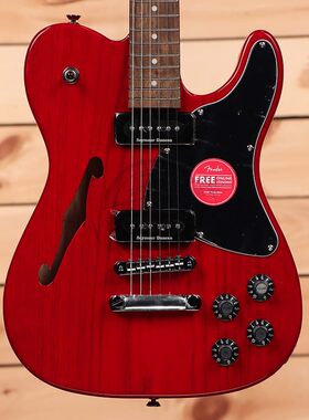 Fender芬达电吉他透明深红色