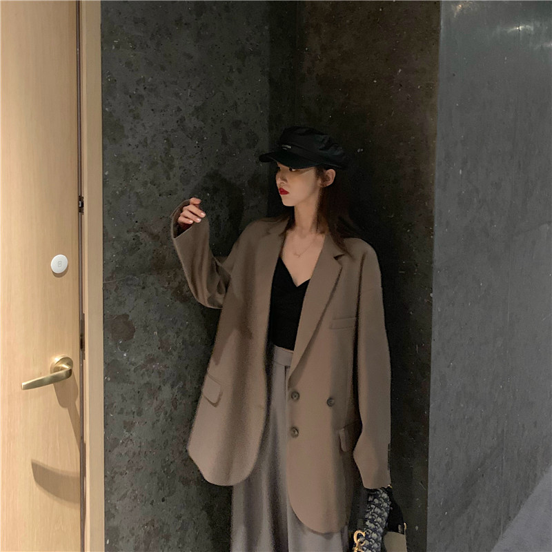 Long-style suit jacket with retro cold temperament