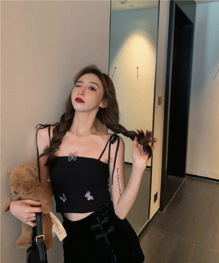 實拍 實價不減 復古蝴蝶抹胸吊帶背心
