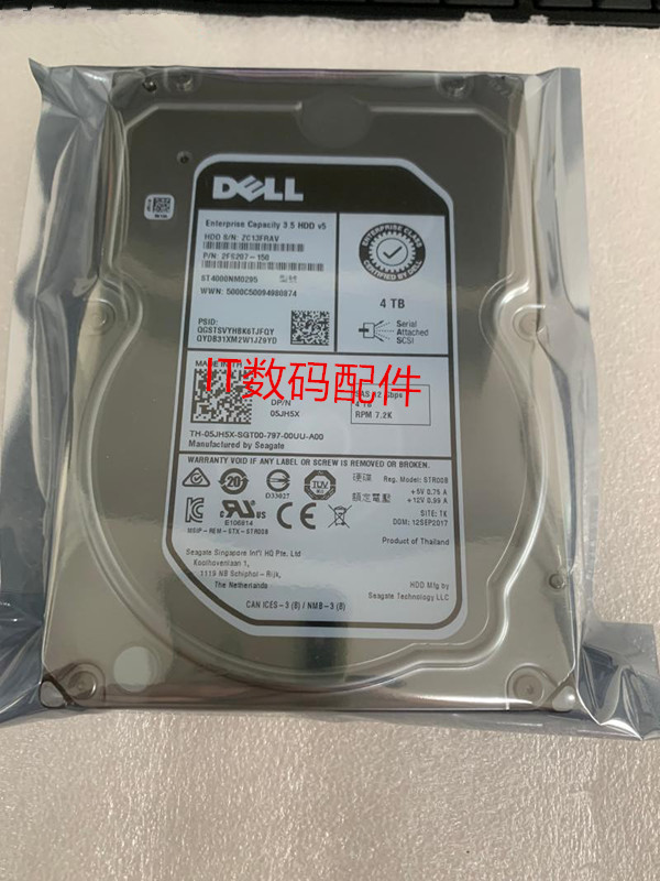 原装 DELL 4T SAS 3.5 7.2K 12G 05JH5X ST4000NM0295 5JH5X 硬盘
