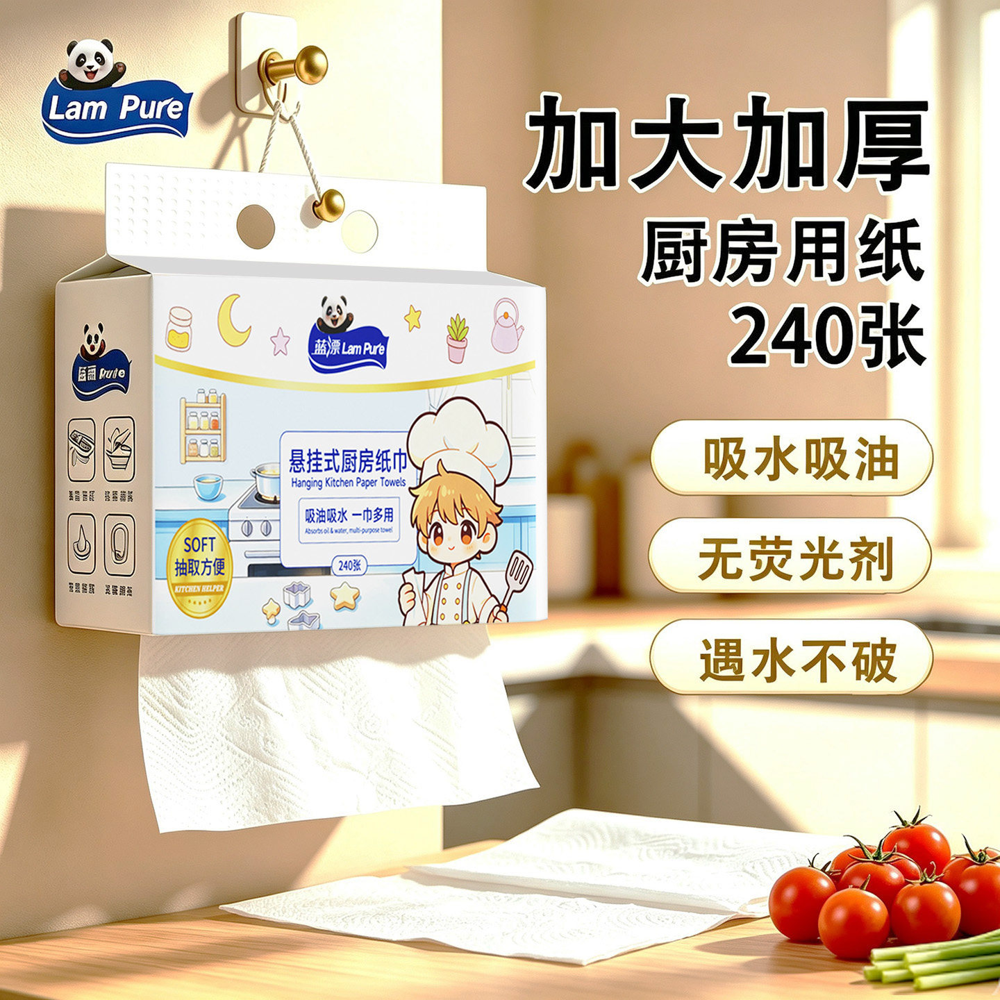 240张蓝漂厨房纸悬挂式加厚款