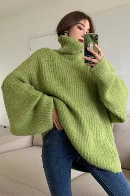高领套头慵懒风针织毛衣加厚显瘦