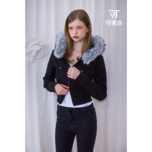 可弗洛 小众设计感2026春短外套街头风高级感显瘦暗黑风女士