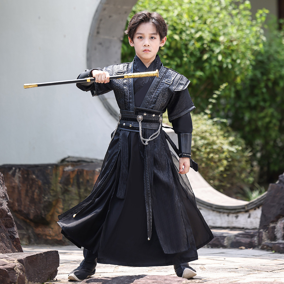 武侠古装男童宝儿童汉服古代武将汉服