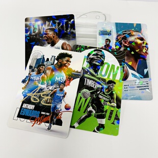 创意nba球员小挂件爱德华兹书包装饰杜兰特艾弗森镭射卡