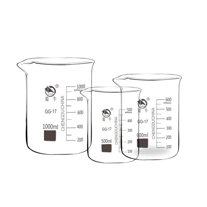 蜀牛玻璃低型烧杯50ml100ml250ml500ml1000ml2000ml5000ml厚量杯图片