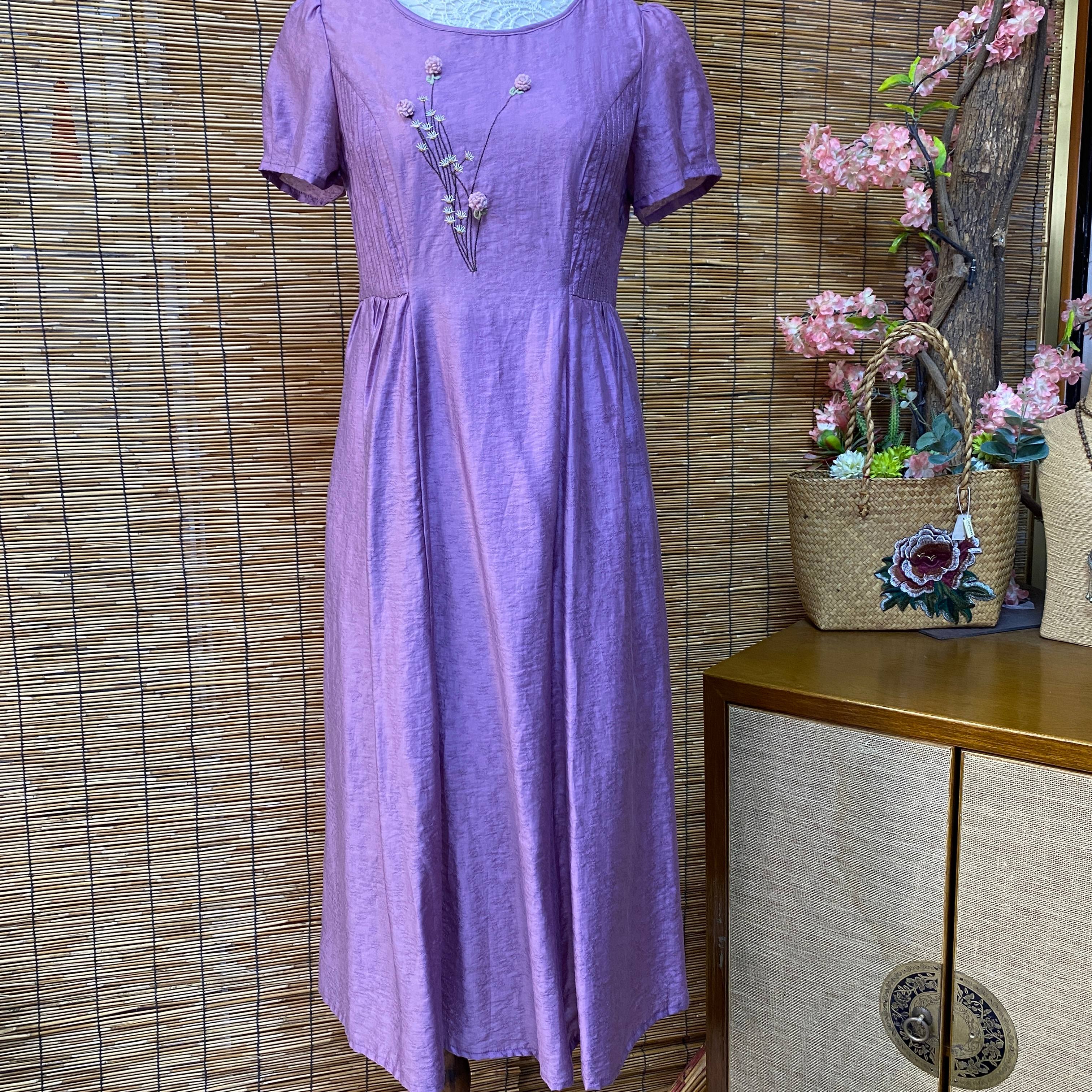 G9338-7苹果红了夏季新款纯色印花刺绣显温柔女士连衣裙