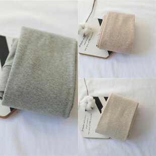 袋装季棉竖条纹打底裤燕麦白色浅色奶杏咖日系加绒加厚连裤袜裤女