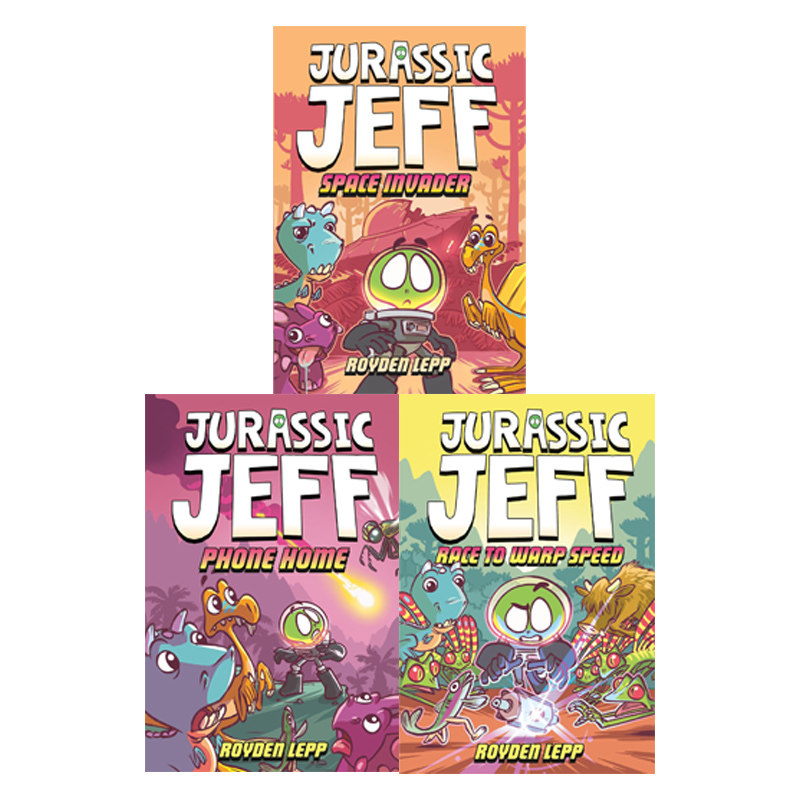 英文原版 Jurassic Jeff Space 侏罗纪杰夫 3册 精装 全彩漫画绘本 恐龙 搞笑冒险  儿童课外阅读故事书