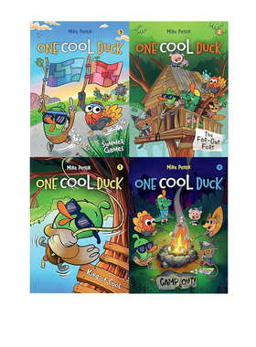 英文原版 One Cool Duck 酷鸭天团 4册合售 桥梁漫画绘本 全彩图像式小说 趣味课外英语读物
